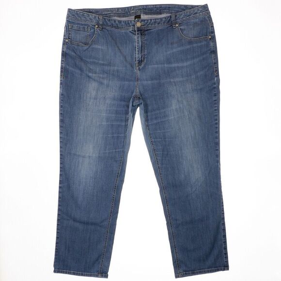 Lane Bryant Jeans Womens Plus Size 24 Blue Genius Fit Straight Measure 45 x 28.5 - Picture 1 of 10